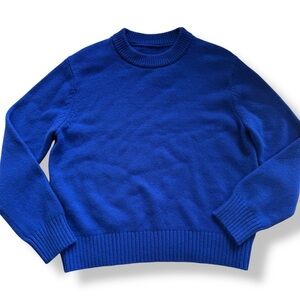 Jenni Kayne 100% cashmere sweater crew neck oversized Vibrant Blue Knit pullover